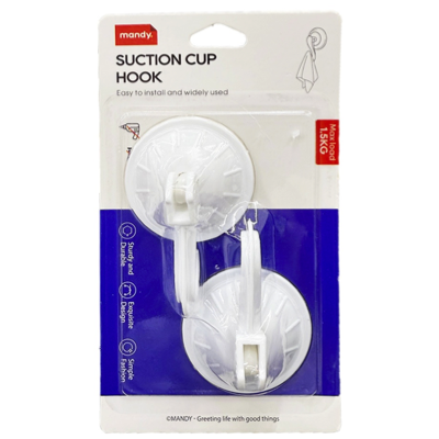 MANDY Suction Cup Hook 2PC/PACK UP TO 1.5KG Load
